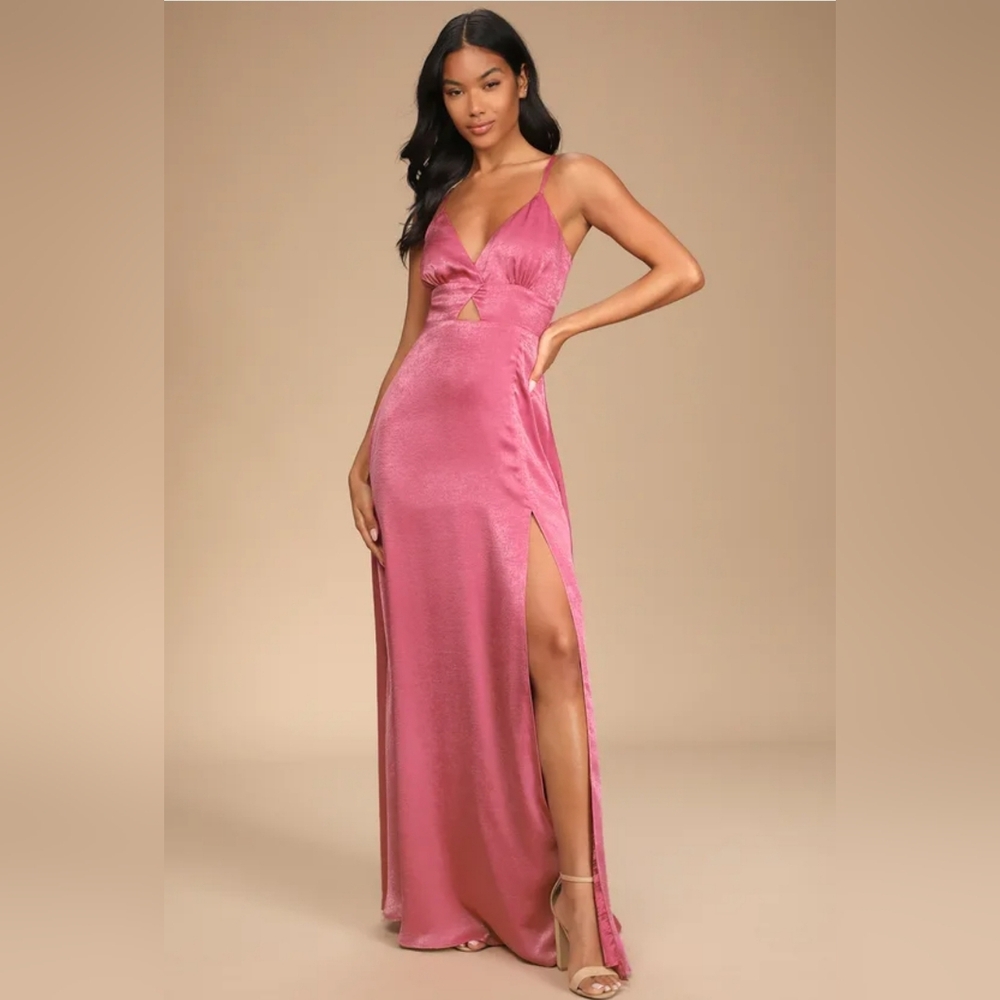 Lulu's Endless Elegance Marsala Satin Sleeveless Maxi Dress